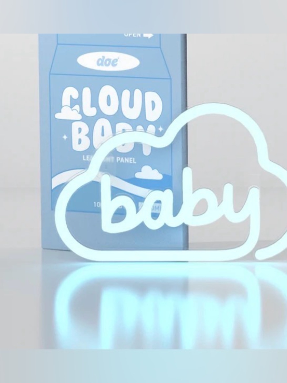 Cloud Baby Neon Sign - Light Blue "Baby" Cloud LED Accent NWT